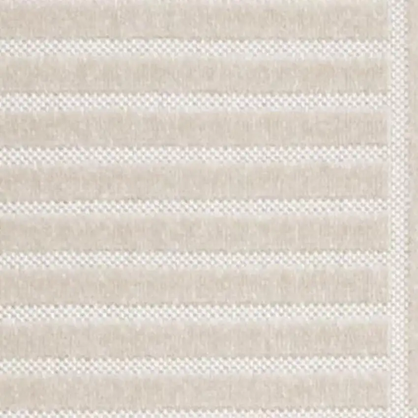 Ivory And Cream Striped Indoor Outdoor Area Rug Photo 2