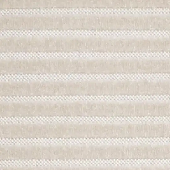 Ivory And Cream Striped Indoor Outdoor Area Rug Photo 2