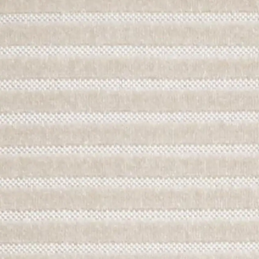 Ivory And Cream Striped Indoor Outdoor Area Rug Photo 2