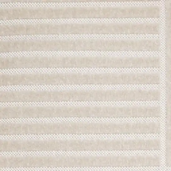 Ivory And Cream Striped Indoor Outdoor Area Rug Photo 3