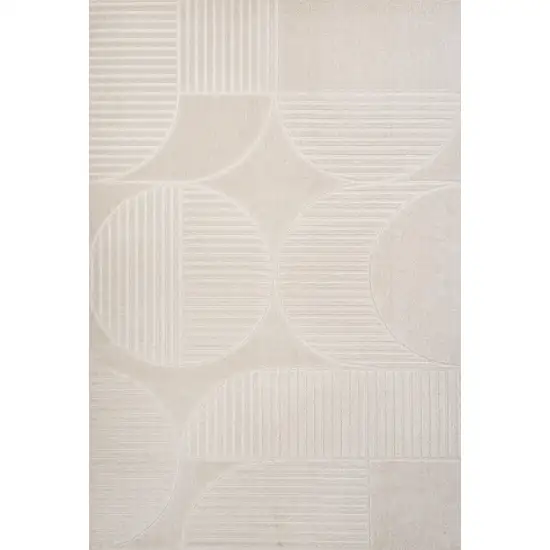 Ivory And Cream Striped Indoor Outdoor Area Rug Photo 1