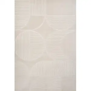 Photo of Ivory And Cream Striped Indoor Outdoor Area Rug