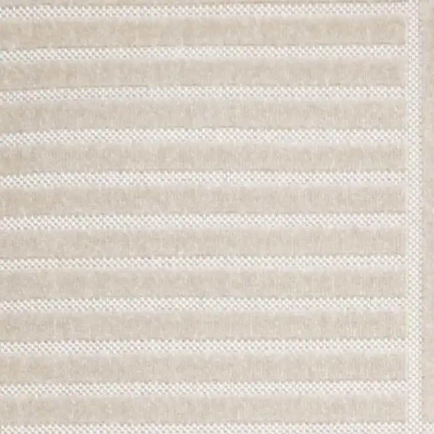 Ivory And Cream Striped Indoor Outdoor Area Rug Photo 3