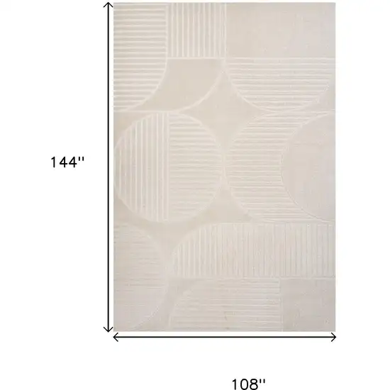 Ivory And Cream Striped Indoor Outdoor Area Rug Photo 3