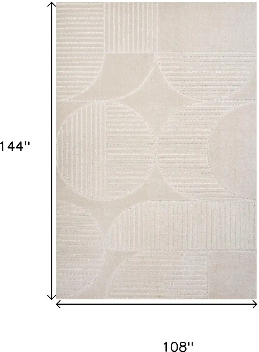 Ivory And Cream Striped Indoor Outdoor Area Rug Photo 3