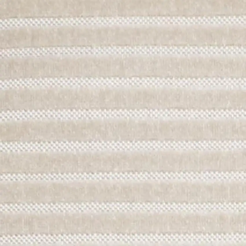Ivory And Cream Striped Indoor Outdoor Area Rug Photo 2