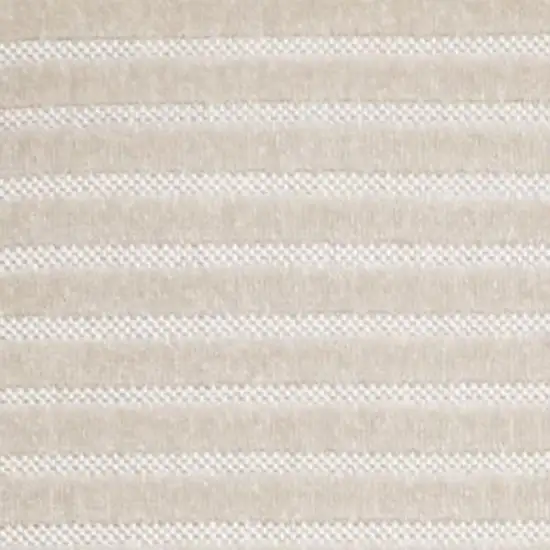 Ivory And Cream Striped Indoor Outdoor Area Rug Photo 2