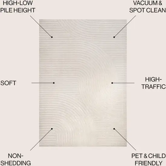 Ivory And Cream Striped Indoor Outdoor Area Rug Photo 9