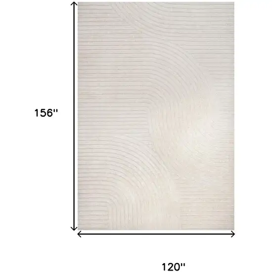 Ivory And Cream Striped Indoor Outdoor Area Rug Photo 2