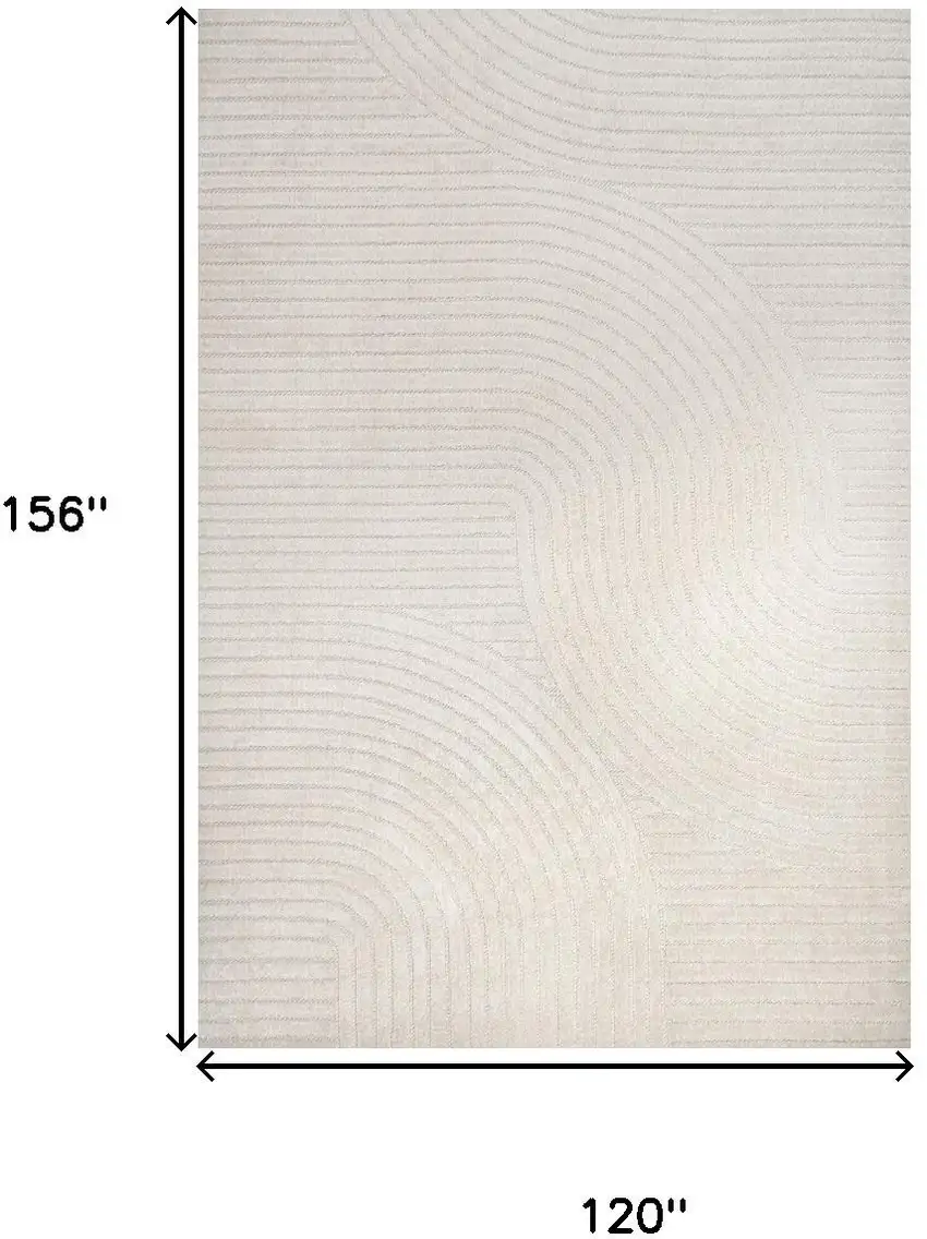 Ivory And Cream Striped Indoor Outdoor Area Rug Photo 2