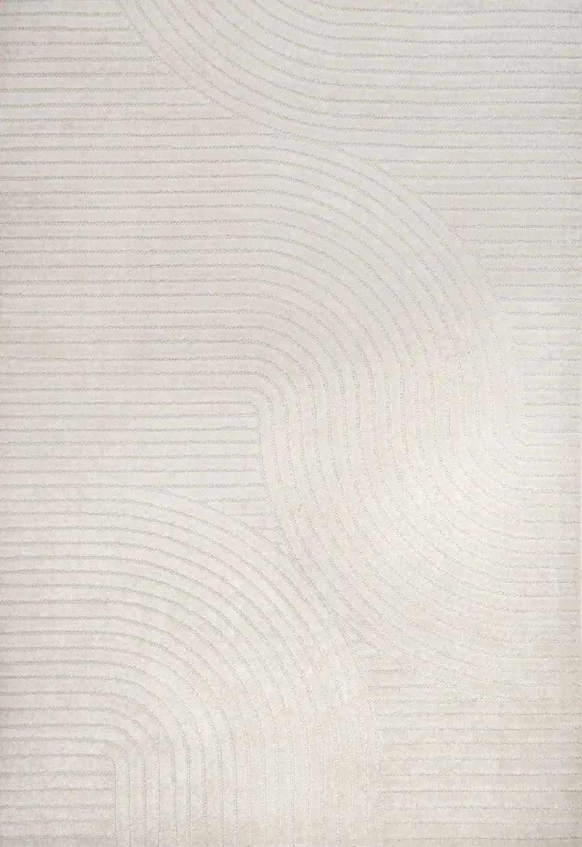 Ivory And Cream Striped Indoor Outdoor Area Rug Photo 1