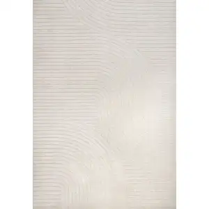 Photo of Ivory And Cream Striped Indoor Outdoor Area Rug