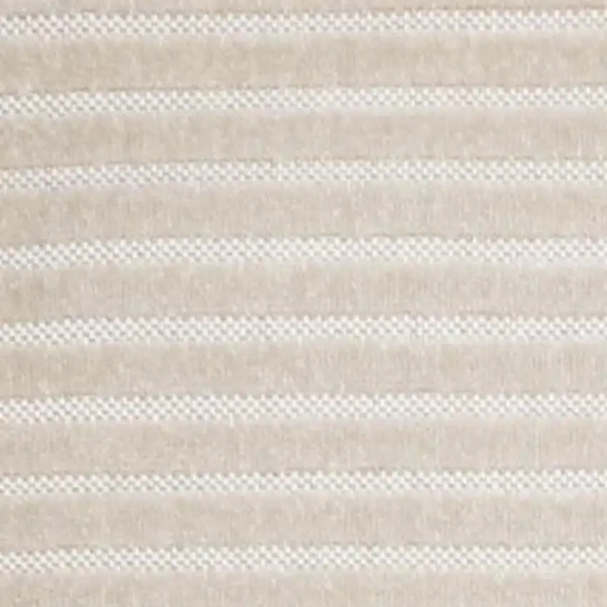Ivory And Cream Striped Indoor Outdoor Area Rug Photo 2