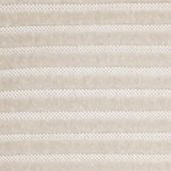 Ivory And Cream Striped Indoor Outdoor Area Rug Photo 2