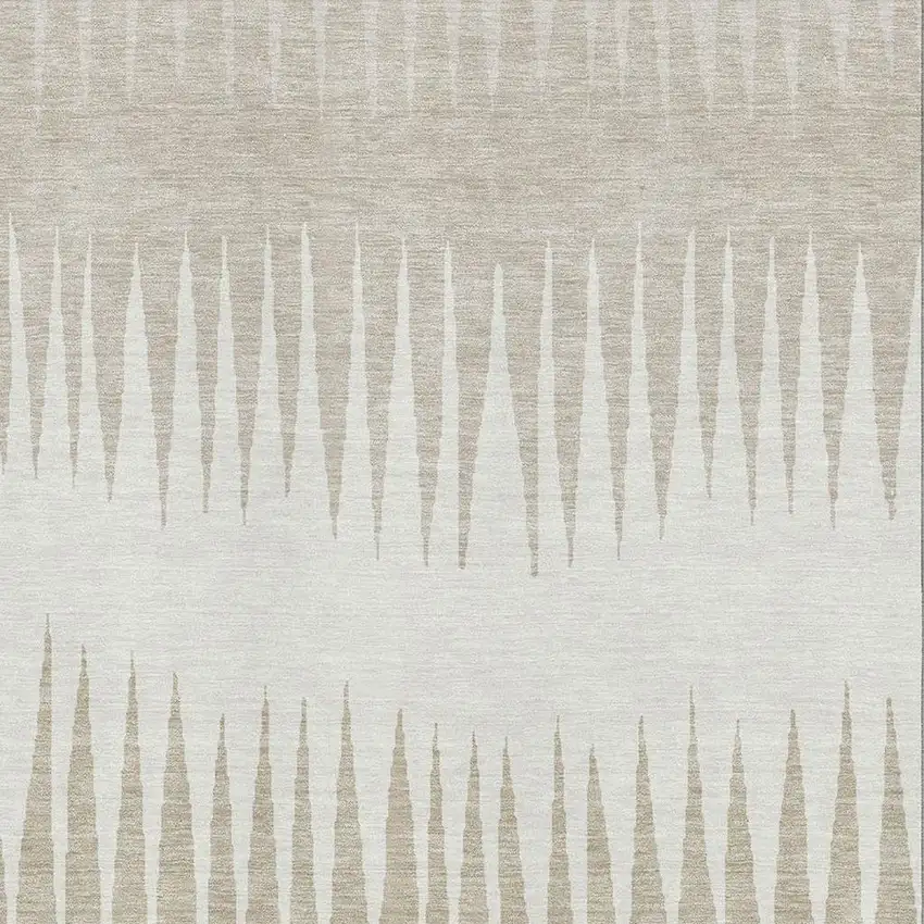 Ivory And Cream Striped Washable Area Rug With UV Protection Photo 4