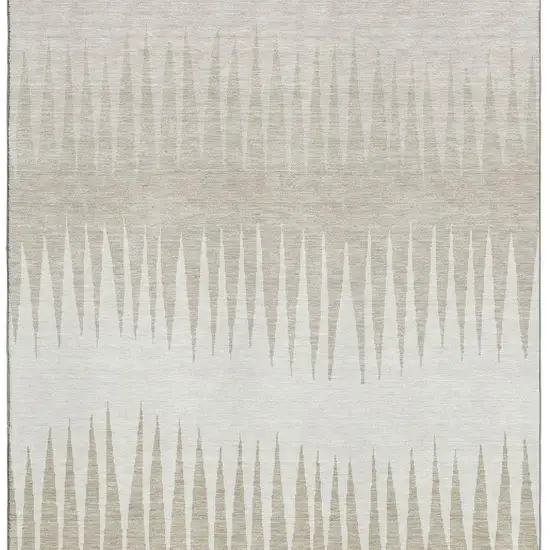 Ivory And Cream Striped Washable Area Rug With UV Protection Photo 5