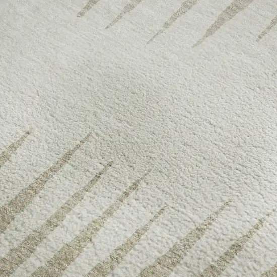 Ivory And Cream Striped Washable Area Rug With UV Protection Photo 3