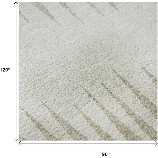 Ivory And Cream Striped Washable Area Rug With UV Protection Photo 9