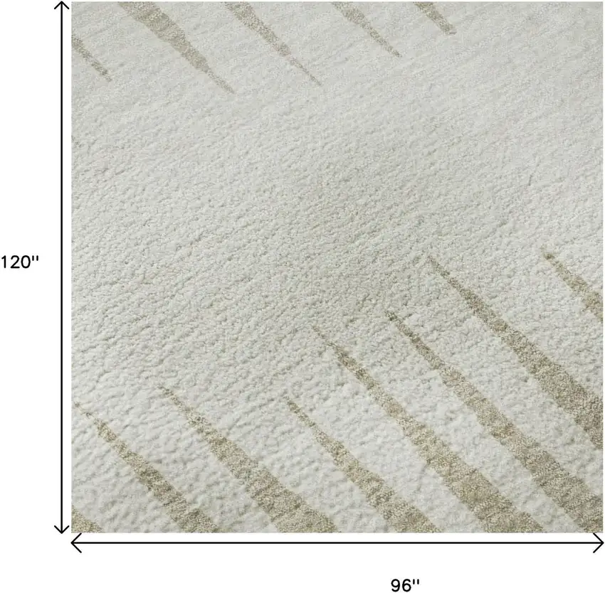 Ivory And Cream Striped Washable Area Rug With UV Protection Photo 9