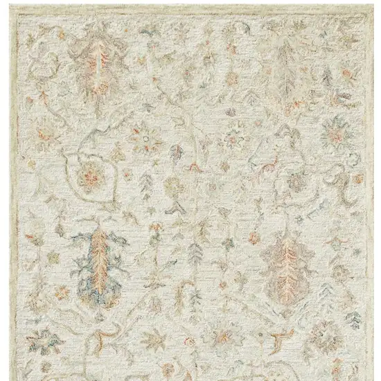 Ivory And Cream Wool Abstract Hand Tufted Square Rug Photo 4