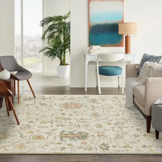 Ivory And Cream Wool Abstract Hand Tufted Square Rug Photo 6