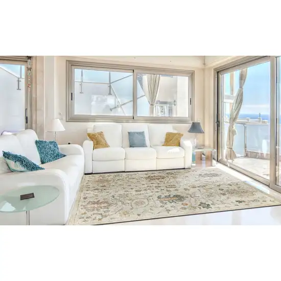 Ivory And Cream Wool Abstract Hand Tufted Square Rug Photo 7