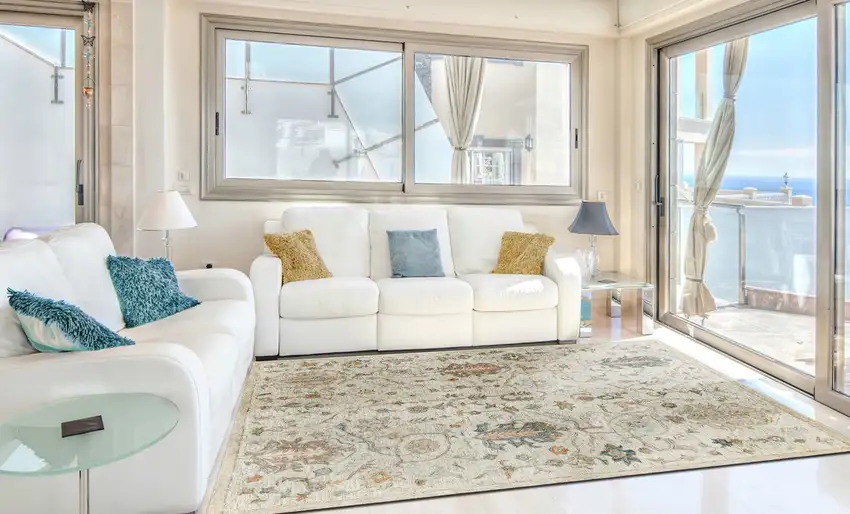 Ivory And Cream Wool Abstract Hand Tufted Square Rug Photo 7