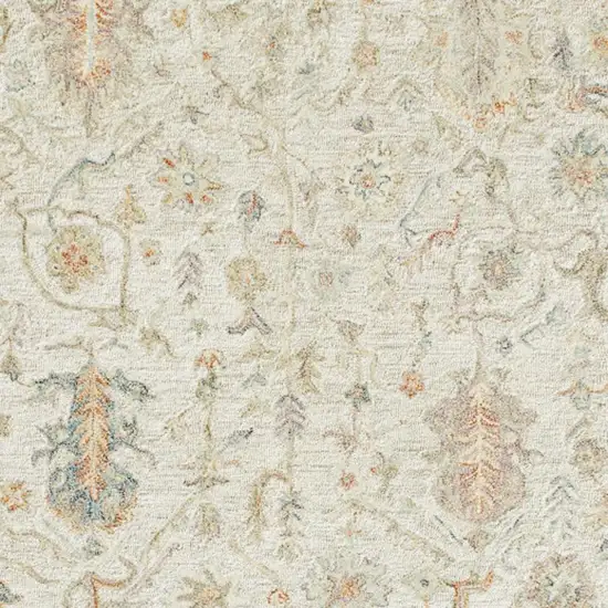 Ivory And Cream Wool Abstract Hand Tufted Square Rug Photo 4