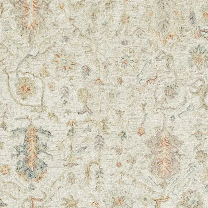 Ivory And Cream Wool Abstract Hand Tufted Square Rug Photo 4