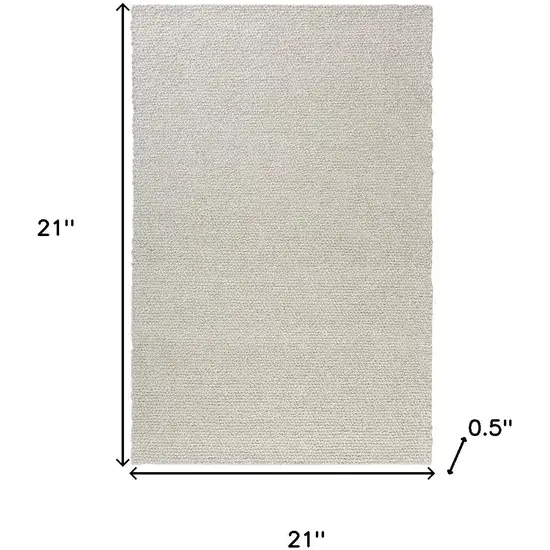 Ivory And Cream Wool Hand Woven Square Rug Photo 3