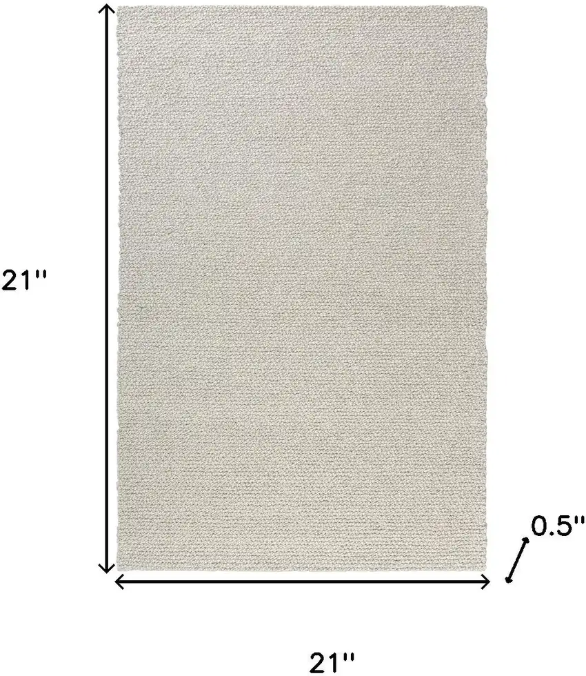 Ivory And Cream Wool Hand Woven Square Rug Photo 3