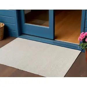 Photo of Ivory And Cream Wool Hand Woven Square Rug