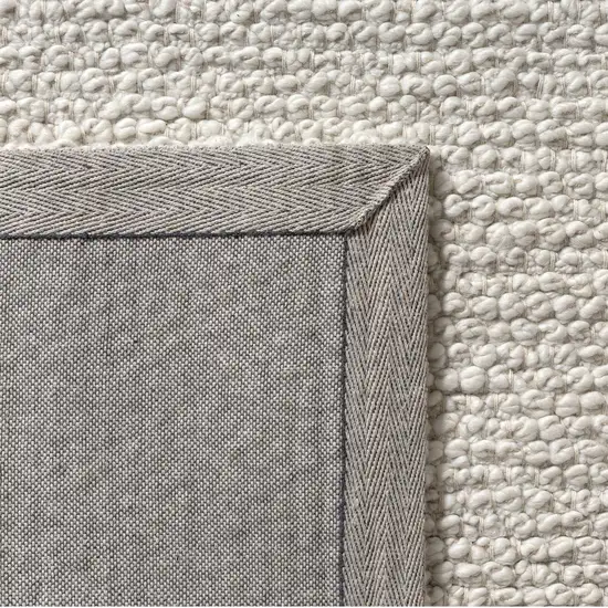 Ivory And Cream Wool Hand Woven Square Rug Photo 9