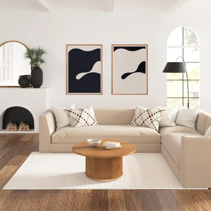 Ivory And Cream Wool Hand Woven Square Rug Photo 6