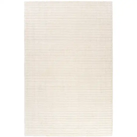 Ivory And Cream Wool Hand Woven Square Rug Photo 2