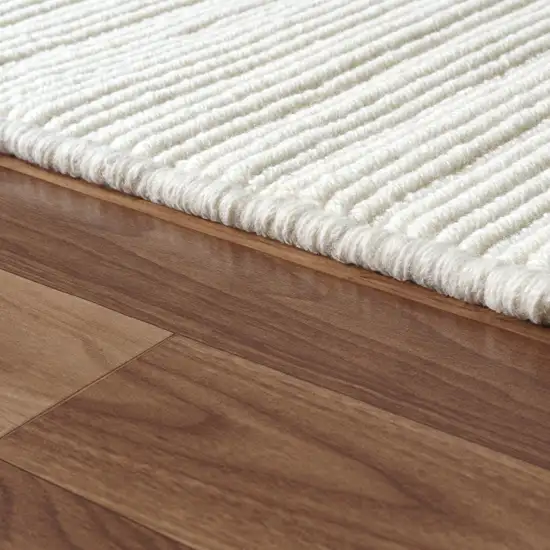 Ivory And Cream Wool Hand Woven Square Rug Photo 7