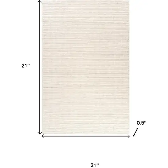 Ivory And Cream Wool Hand Woven Square Rug Photo 3
