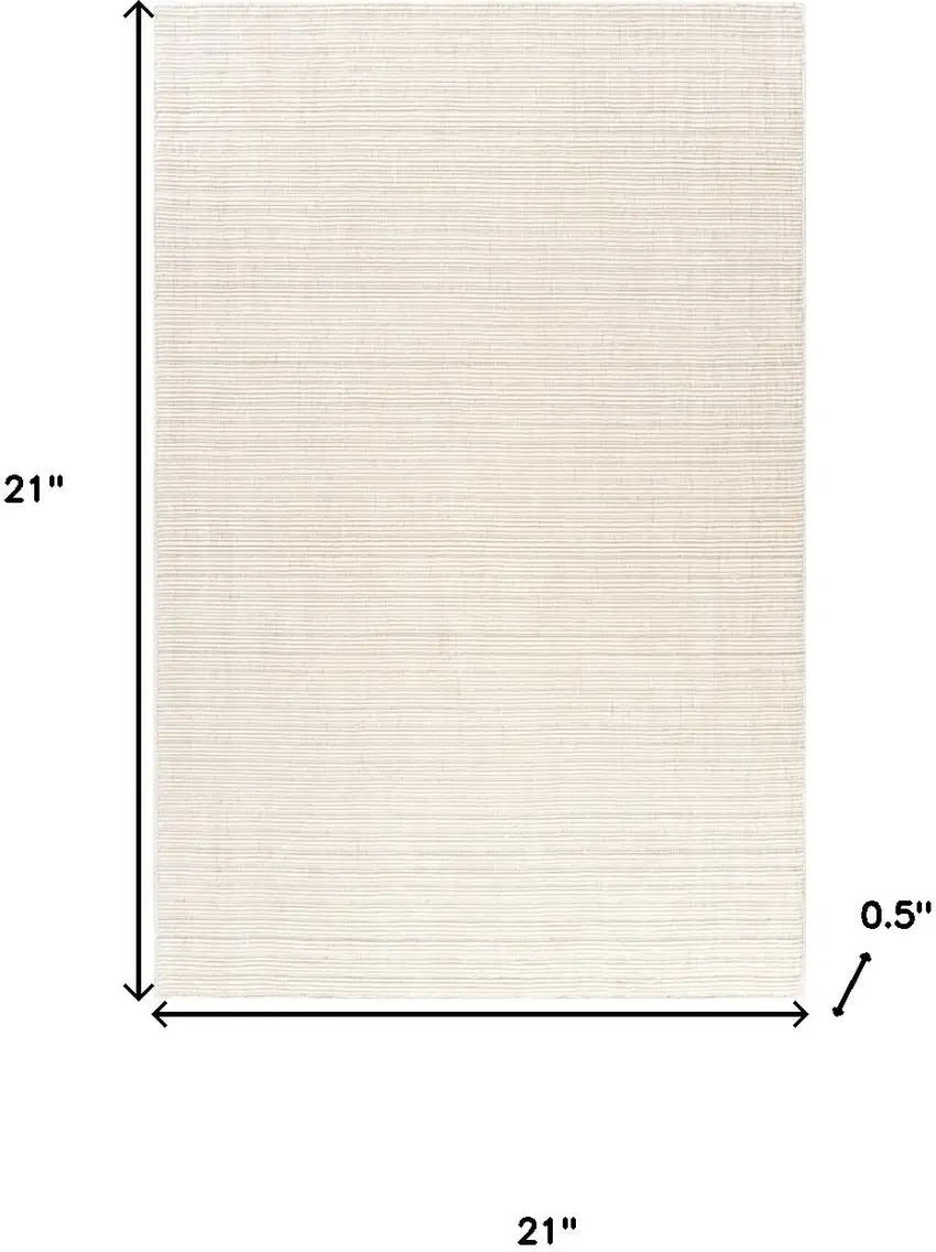 Ivory And Cream Wool Hand Woven Square Rug Photo 3