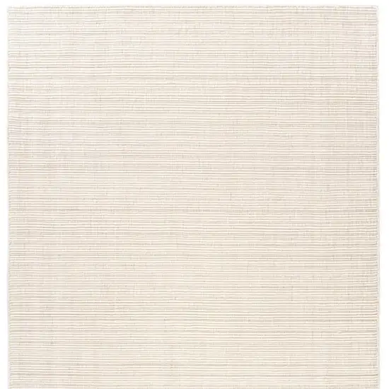 Ivory And Cream Wool Hand Woven Square Rug Photo 4