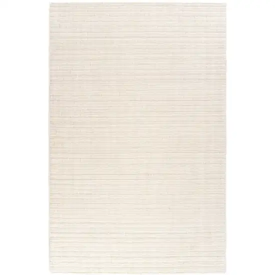 Ivory And Cream Wool Hand Woven Square Rug Photo 4