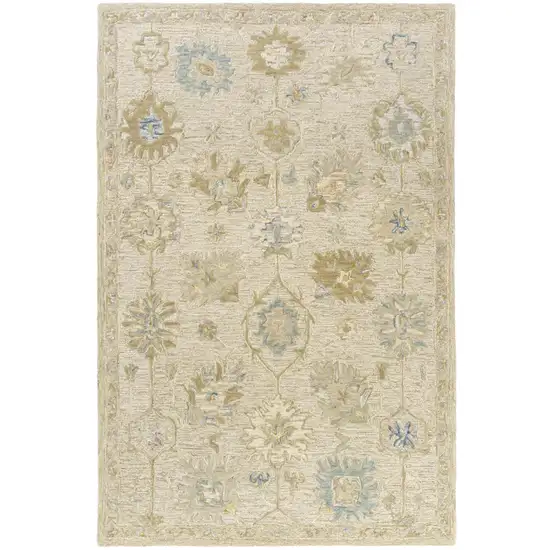 Ivory And Cream Wool Medallion Hand Tufted Square Rug Photo 2