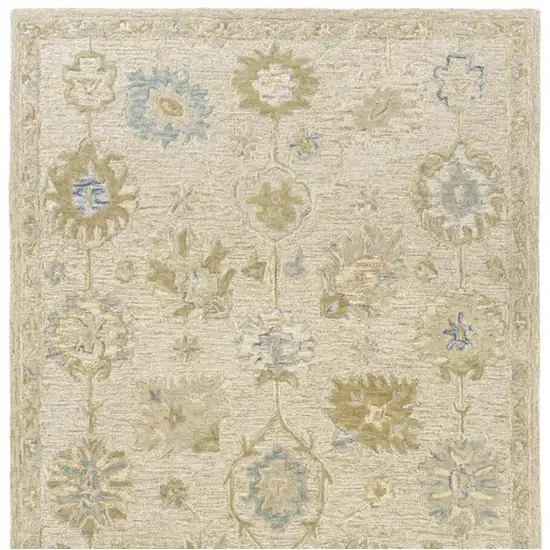 Ivory And Cream Wool Medallion Hand Tufted Square Rug Photo 5