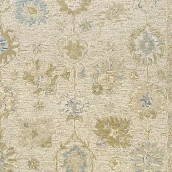 Ivory And Cream Wool Medallion Hand Tufted Square Rug Photo 4