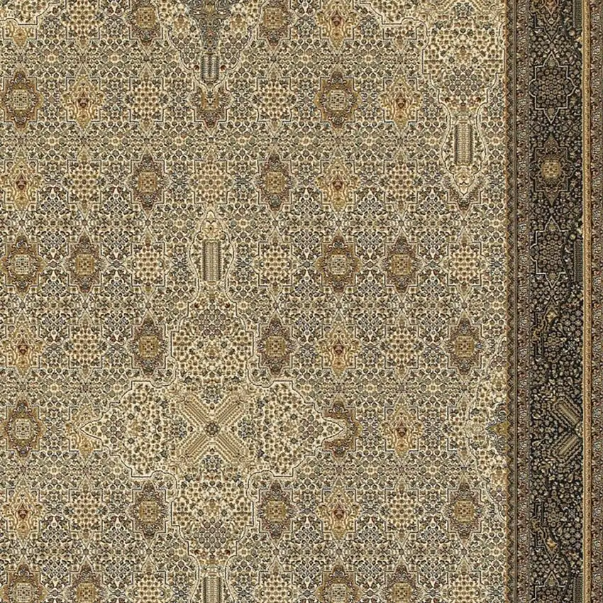 Ivory And Dark Blue Medallion Area Rug With Fringe Photo 3