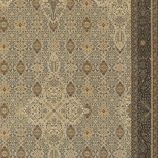 Ivory And Dark Blue Medallion Area Rug With Fringe Photo 3