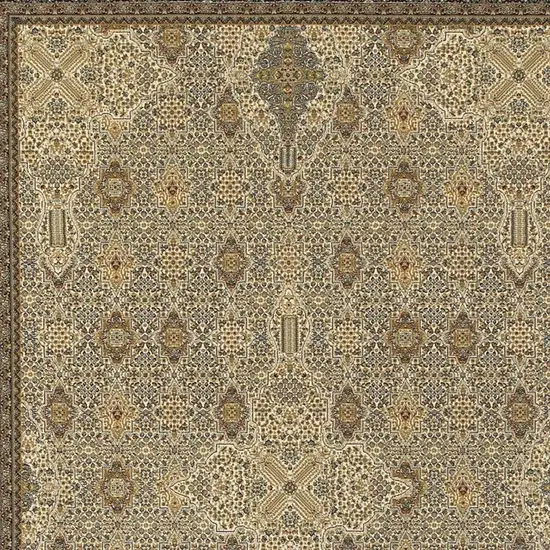 Ivory And Dark Blue Medallion Area Rug With Fringe Photo 3