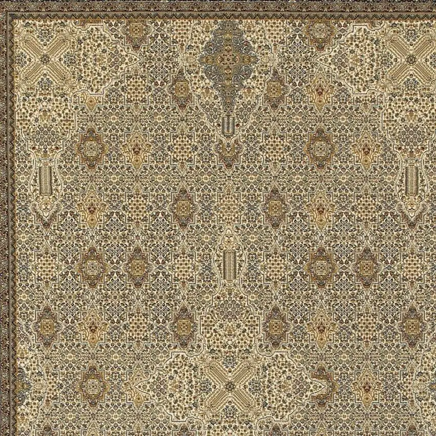 Ivory And Dark Blue Medallion Area Rug With Fringe Photo 3