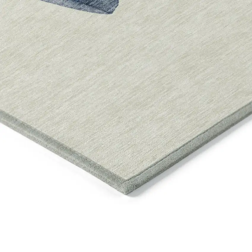 Ivory And Denim Blue Snowmen Washable Indoor Outdoor Area Rug Photo 7