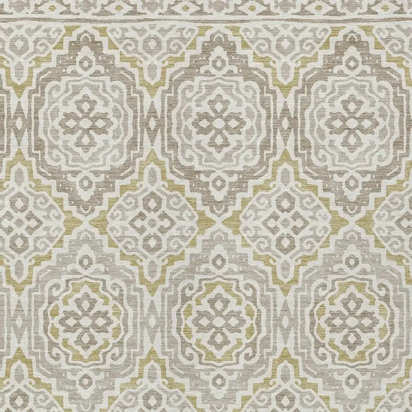 Ivory And Denim Blue Tribal Washable Indoor Outdoor Area Rug Photo 4
