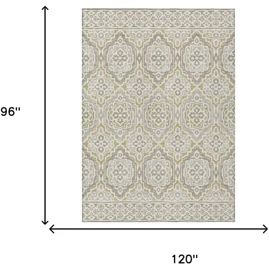 Ivory And Denim Blue Tribal Washable Indoor Outdoor Area Rug Photo 8